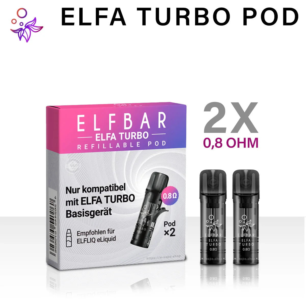 Elfbar ELFA Leerpods Turbo 0.8 Ohm  - 2 Stk.
