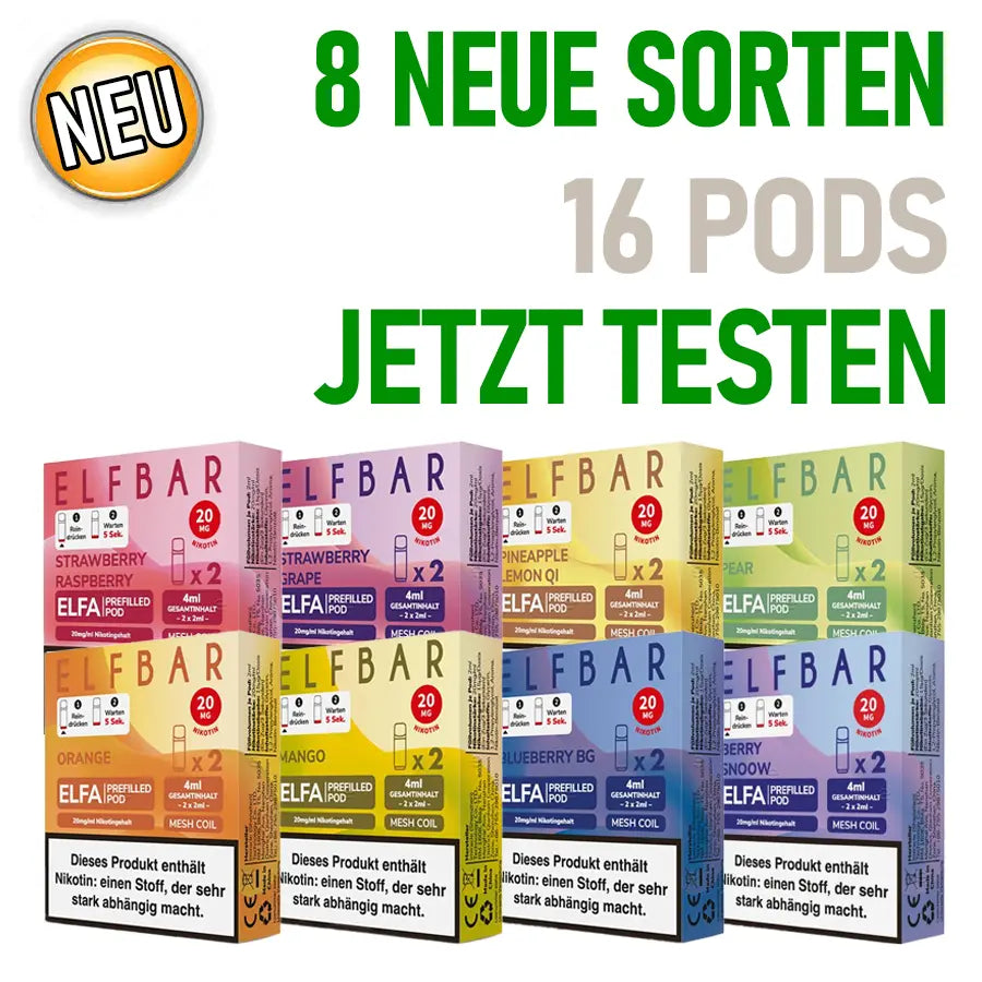 Elfbar Pods - Test Paket 8 neue Sorten